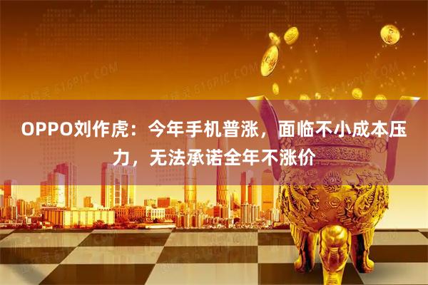 OPPO刘作虎：今年手机普涨，面临不小成本压力，无法承诺全年不涨价
