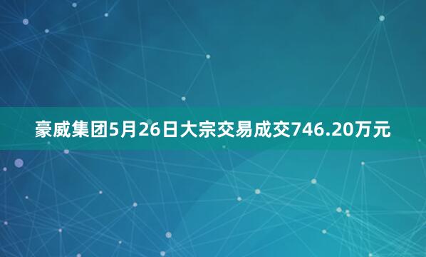 豪威集团5月26日大宗交易成交746.20万元